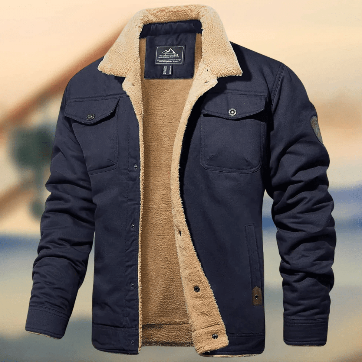 Men's Sherpa-Lined Utility Jacket — Midweight Transitional Coat 3