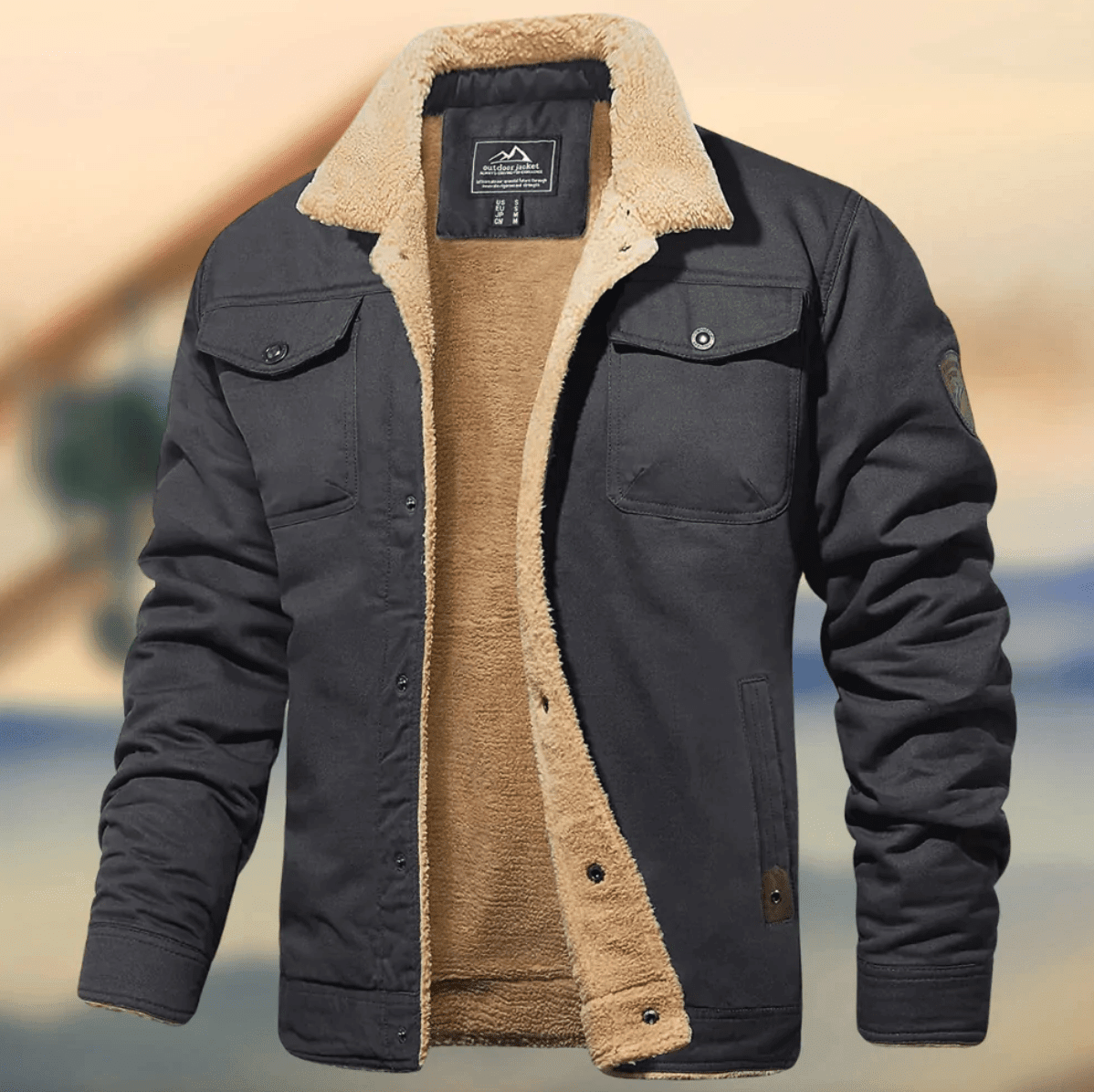 Men's Sherpa-Lined Utility Jacket — Midweight Transitional Coat 4