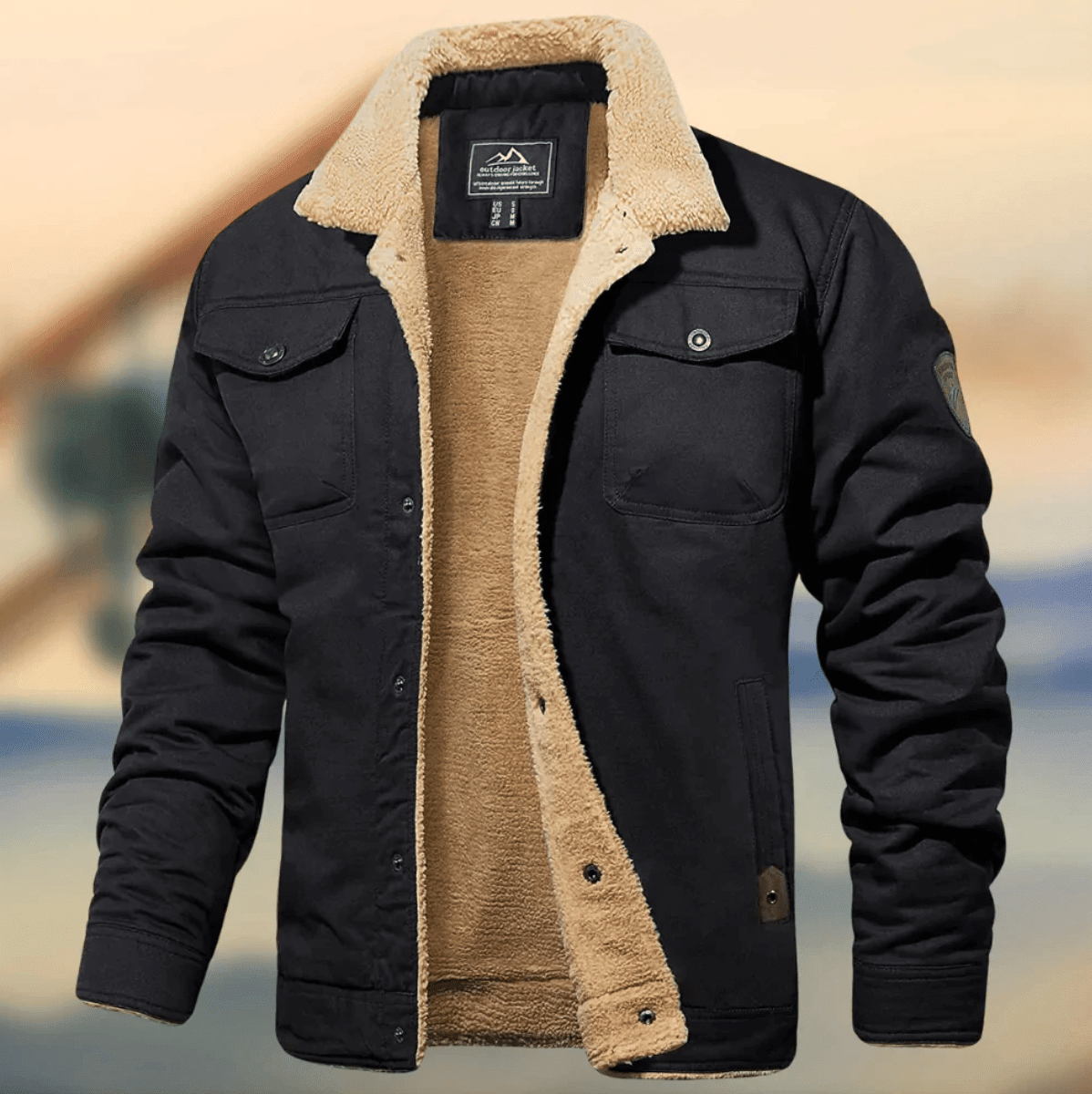 Men's Sherpa-Lined Utility Jacket — Midweight Transitional Coat 2