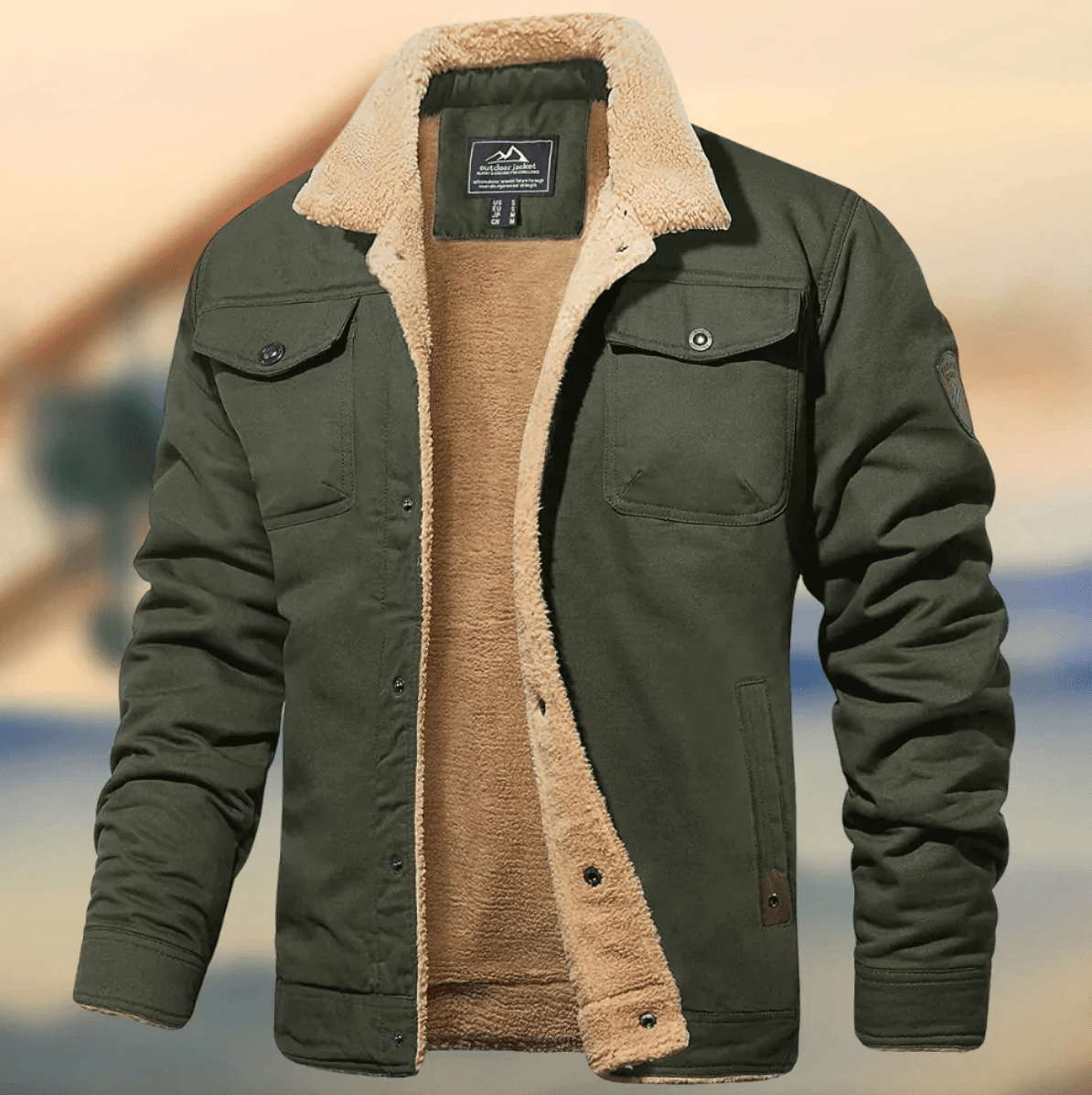 Men's Sherpa-Lined Utility Jacket — Midweight Transitional Coat 1