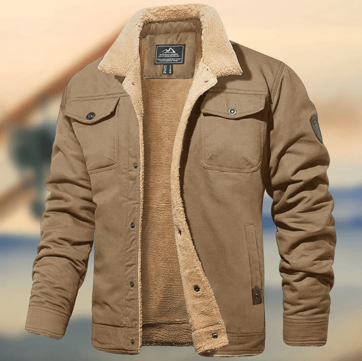 Men's Sherpa-Lined Utility Jacket — Midweight Transitional Coat 5