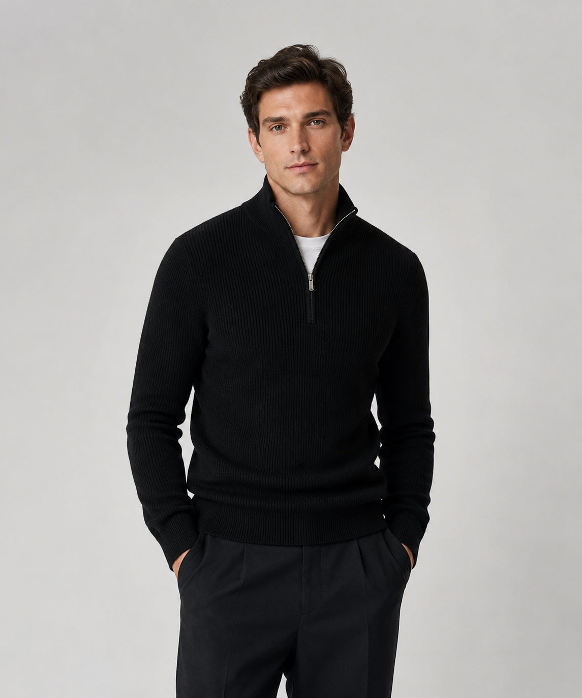 Hover Brothers - Men's - Half-Zip High Neck Sweater