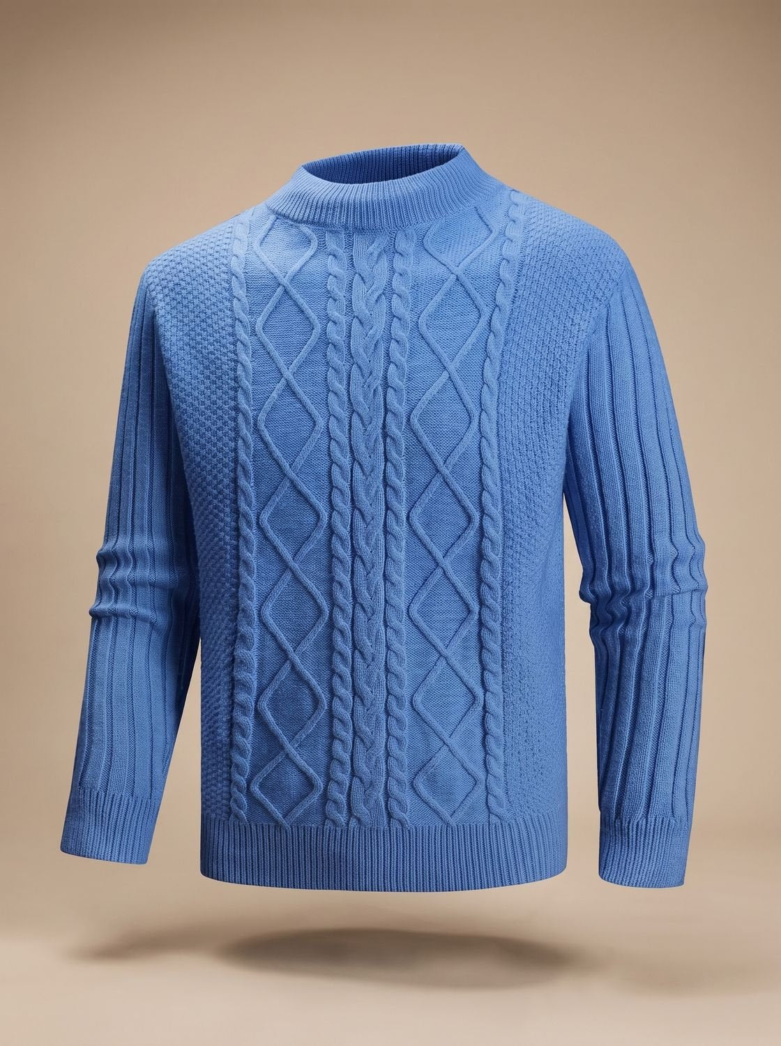 Men's Cable-Knit Mock-Neck Pullover Sweater — Regular Fit 2