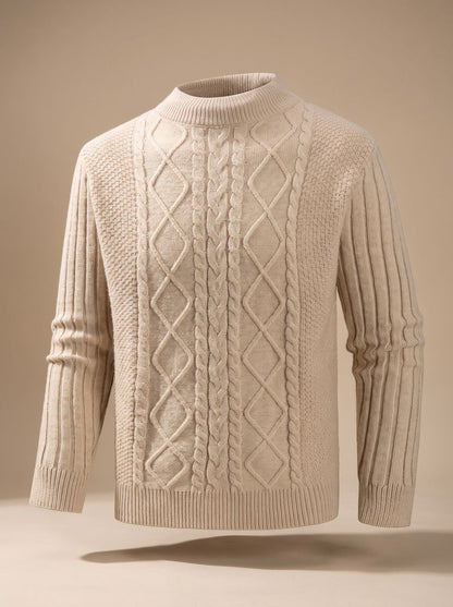 Men's Cable-Knit Mock-Neck Pullover Sweater — Regular Fit 1