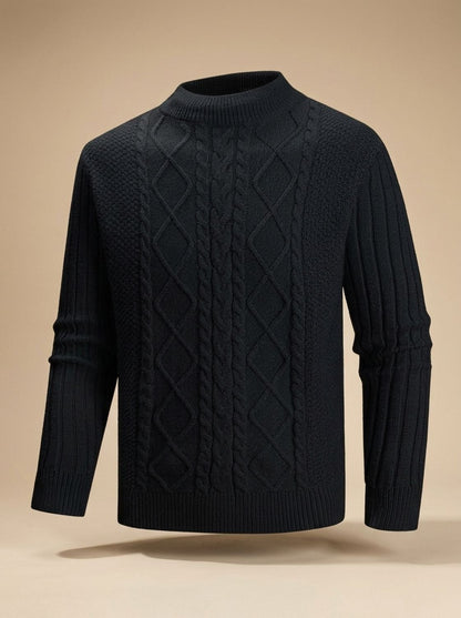 Men's Cable-Knit Mock-Neck Pullover Sweater — Regular Fit 3