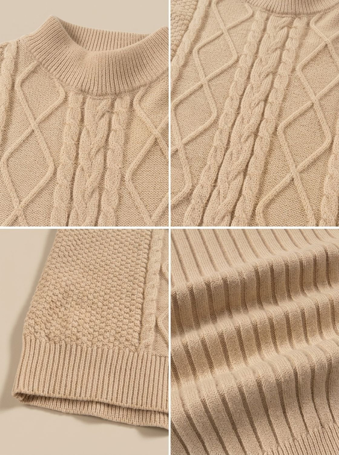 Men's Cable-Knit Mock-Neck Pullover Sweater — Regular Fit 4