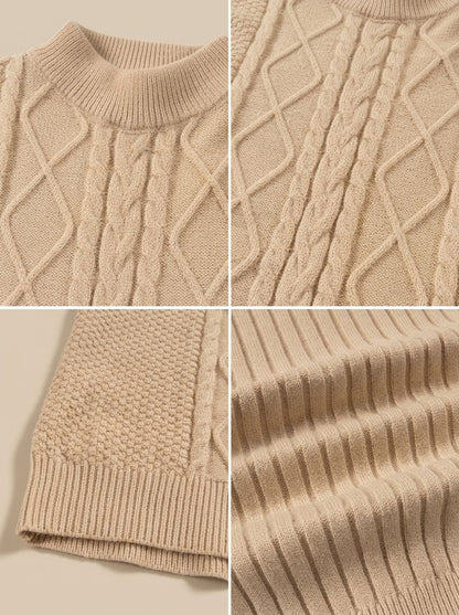 Men's Cable-Knit Mock-Neck Pullover Sweater — Regular Fit 4
