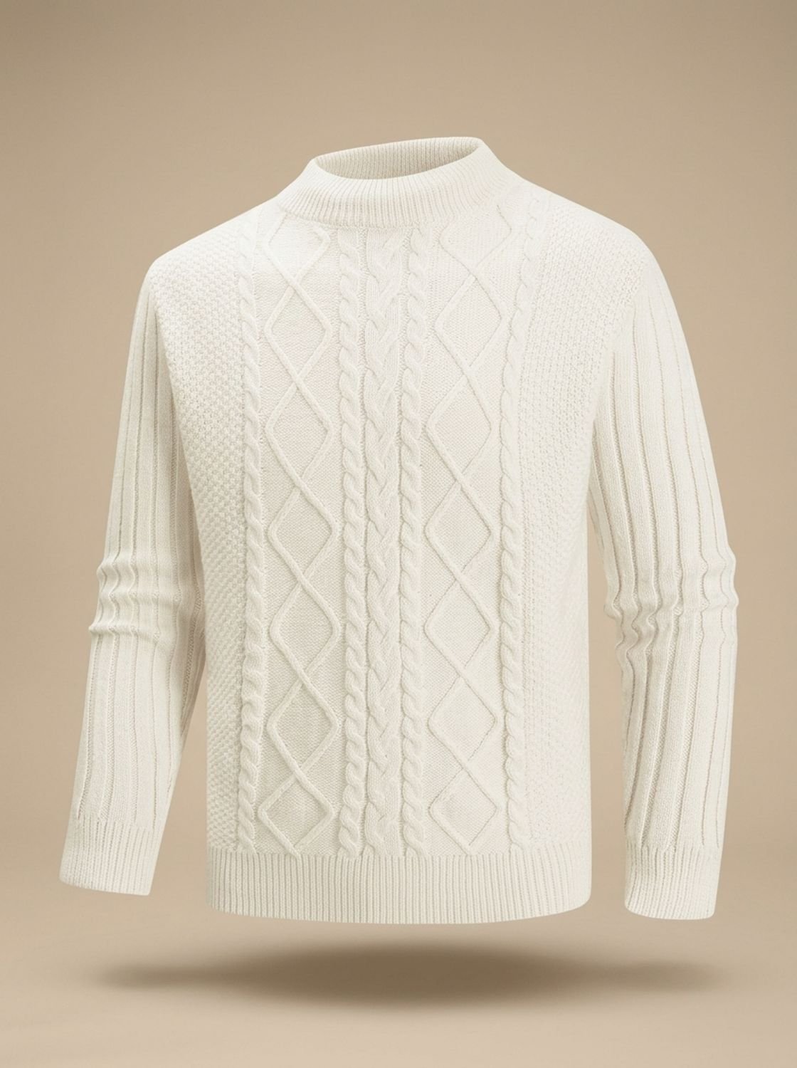 Men's Cable-Knit Mock-Neck Pullover Sweater — Regular Fit 6