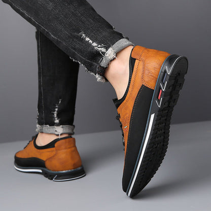 Men's Faux Leather Low-Top Sneakers — Casual Lace-Up 2