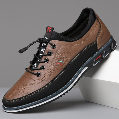 Men's Faux Leather Low-Top Sneakers — Casual Lace-Up 3