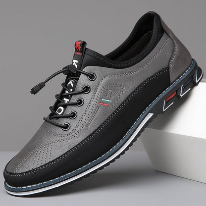 Men's Faux Leather Low-Top Sneakers — Casual Lace-Up 4