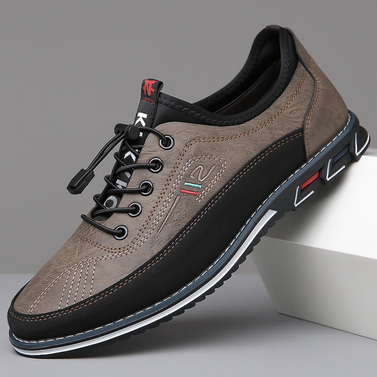 Men's Faux Leather Low-Top Sneakers — Casual Lace-Up 5