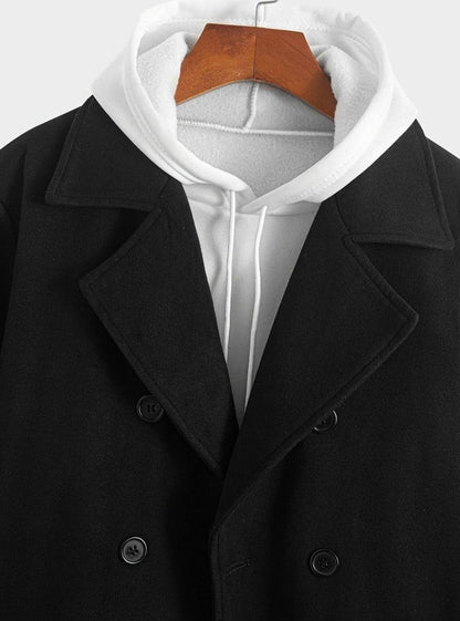 Men's Double-Breasted Tailored Wool Overcoat | L & XL 5