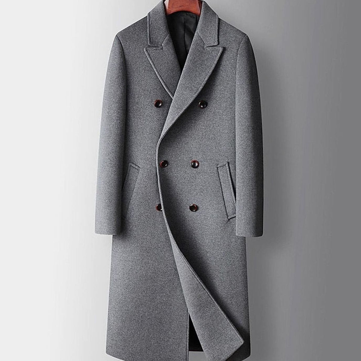 Men's Double-Breasted Wool Overcoat — Long Tailored Coat 4