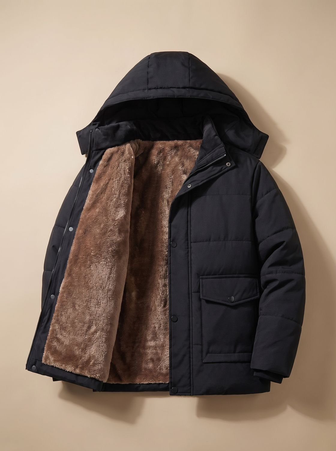 Men's Fleece-Lined Quilted Puffer Jacket — Hooded & Warm 2