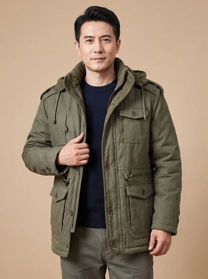 Men's Insulated Military Parka — Hooded Multi-Pocket Jacket 1