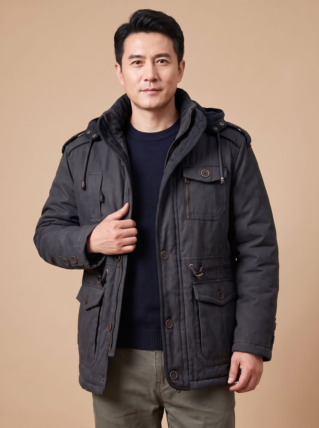 Men's Insulated Military Parka — Hooded Multi-Pocket Jacket 2