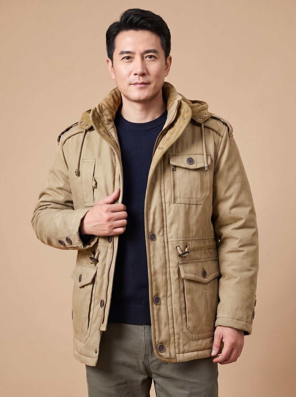 Men's Insulated Military Parka — Hooded Multi-Pocket Jacket 4