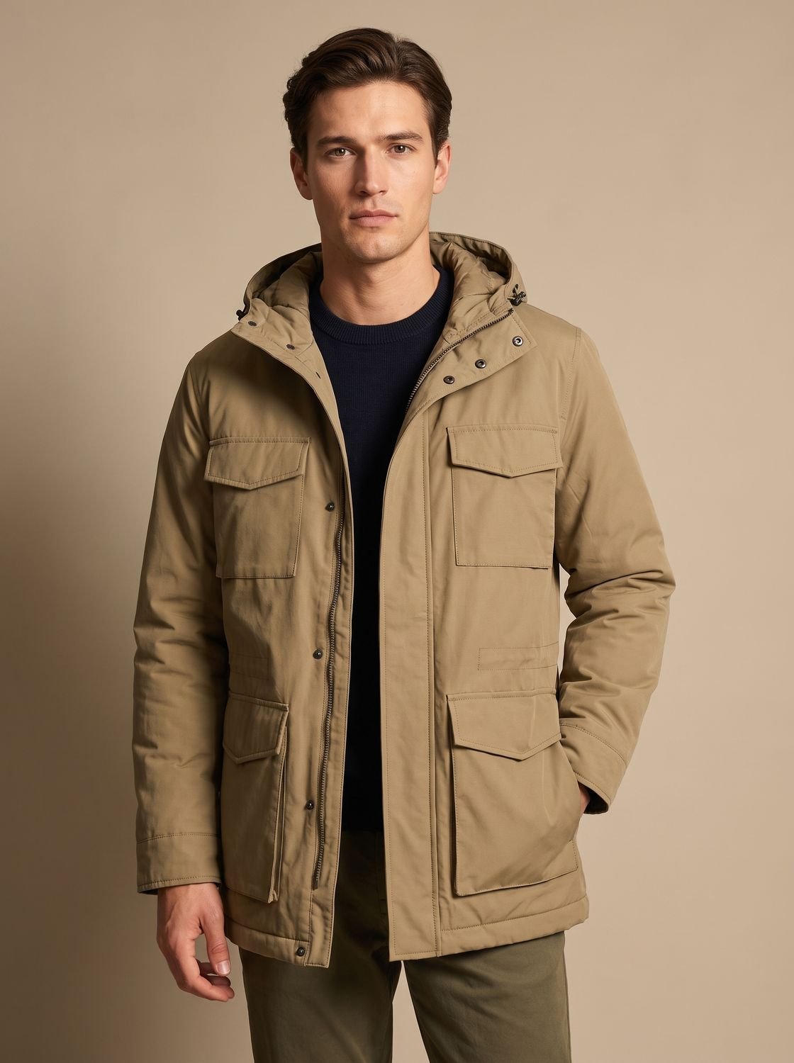 Men's Insulated Military Parka — Hooded Multi-Pocket Jacket 8