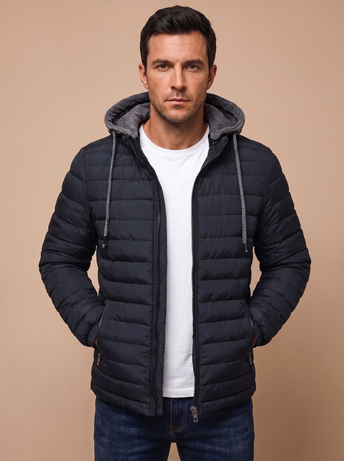 Men's Lightweight Quilted Hooded Puffer Jacket — Slim Fit 10
