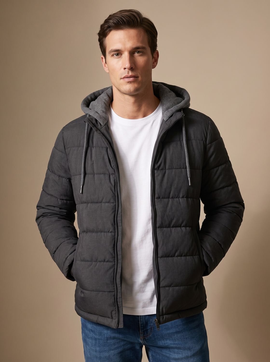 Men's Lightweight Quilted Hooded Puffer Jacket — Slim Fit 11