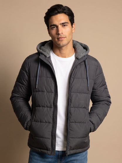 Men's Lightweight Quilted Hooded Puffer Jacket — Slim Fit 3