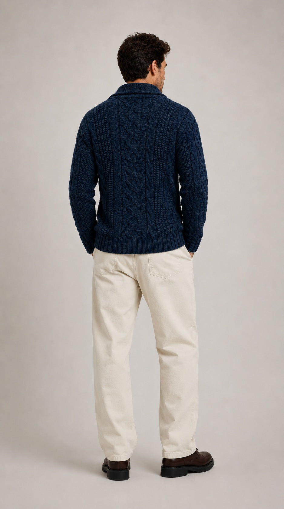 Hover Brothers - Men's - Wool-Blend Cable Knit Cardigan