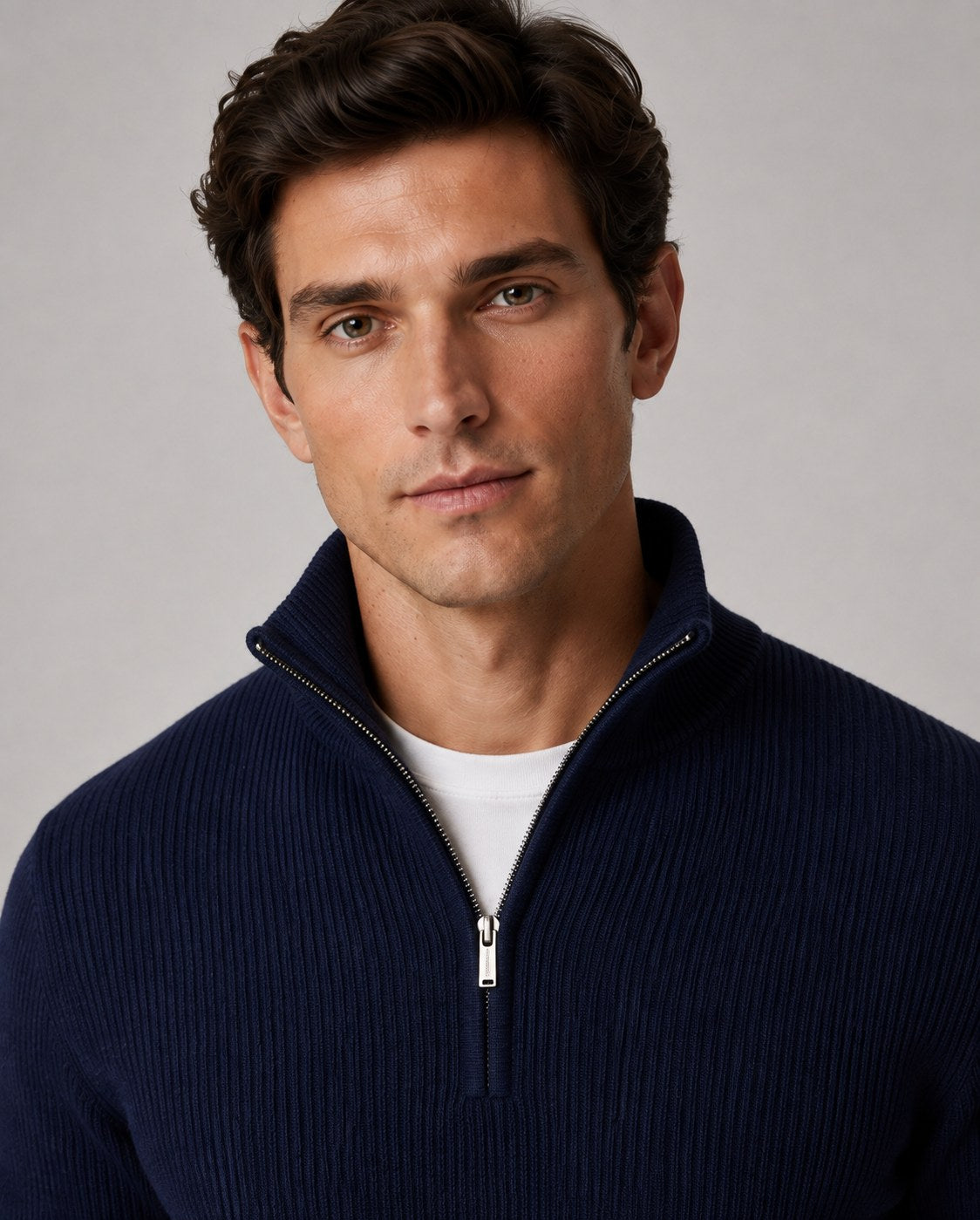 Hover Brothers - Men's - Half-Zip High Neck Sweater