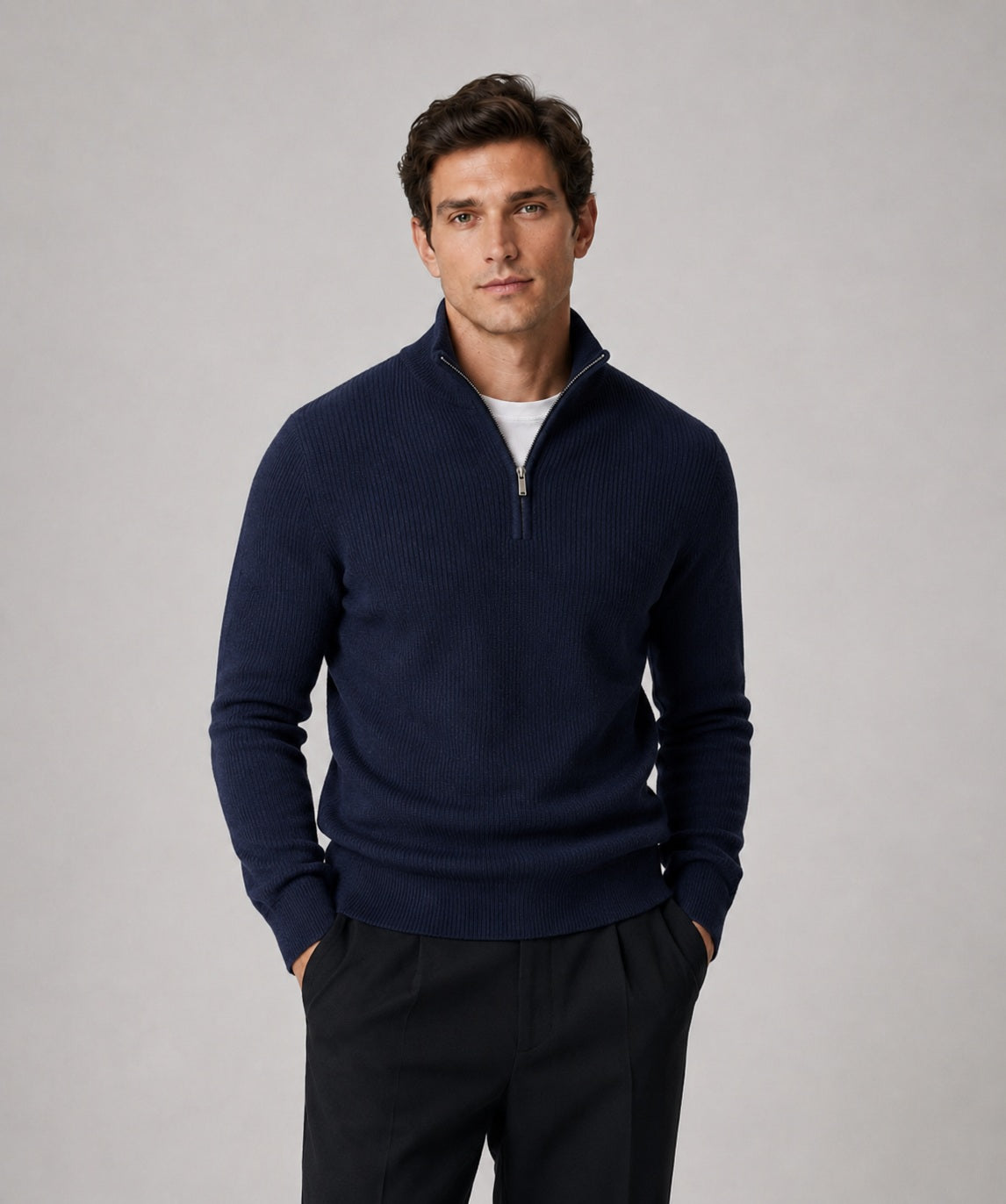 Hover Brothers - Men's - Half-Zip High Neck Sweater