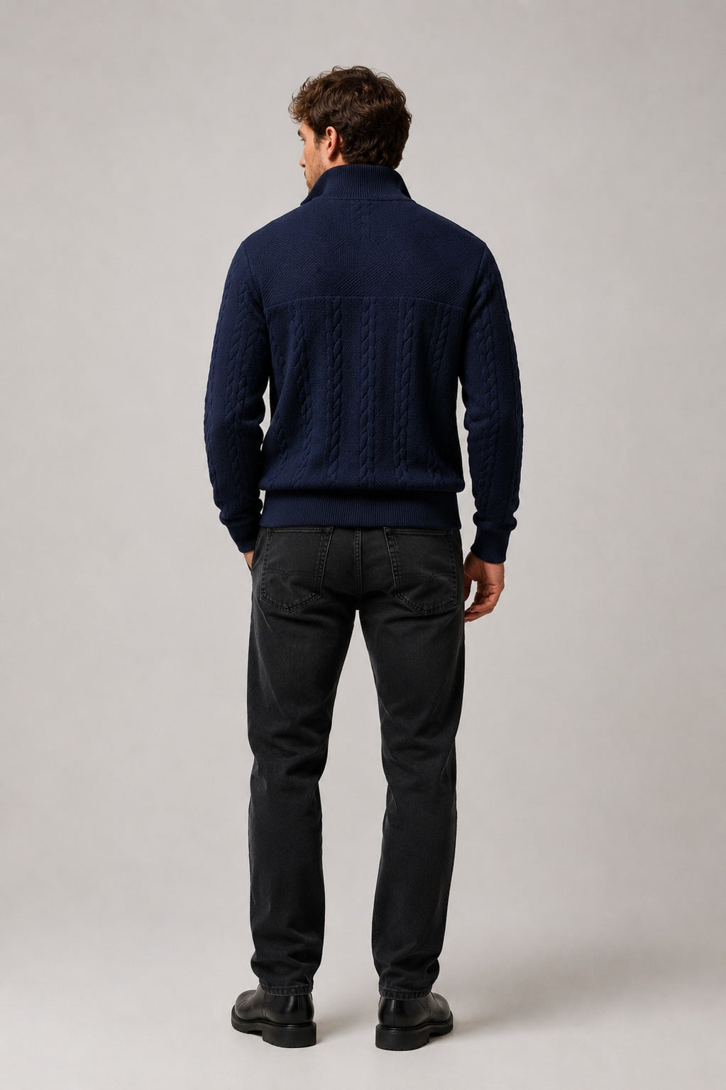 Hover Brothers - Men's - Cable Knit Quarter-Zip Sweater