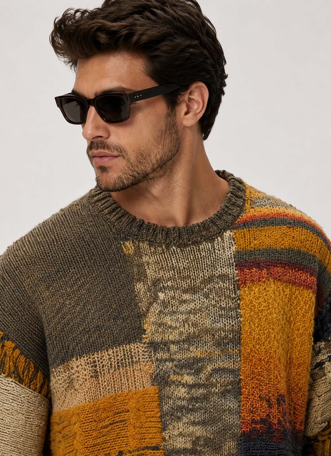 Hover Brothers - Men's - Patchwork Colourblock Knit Sweater