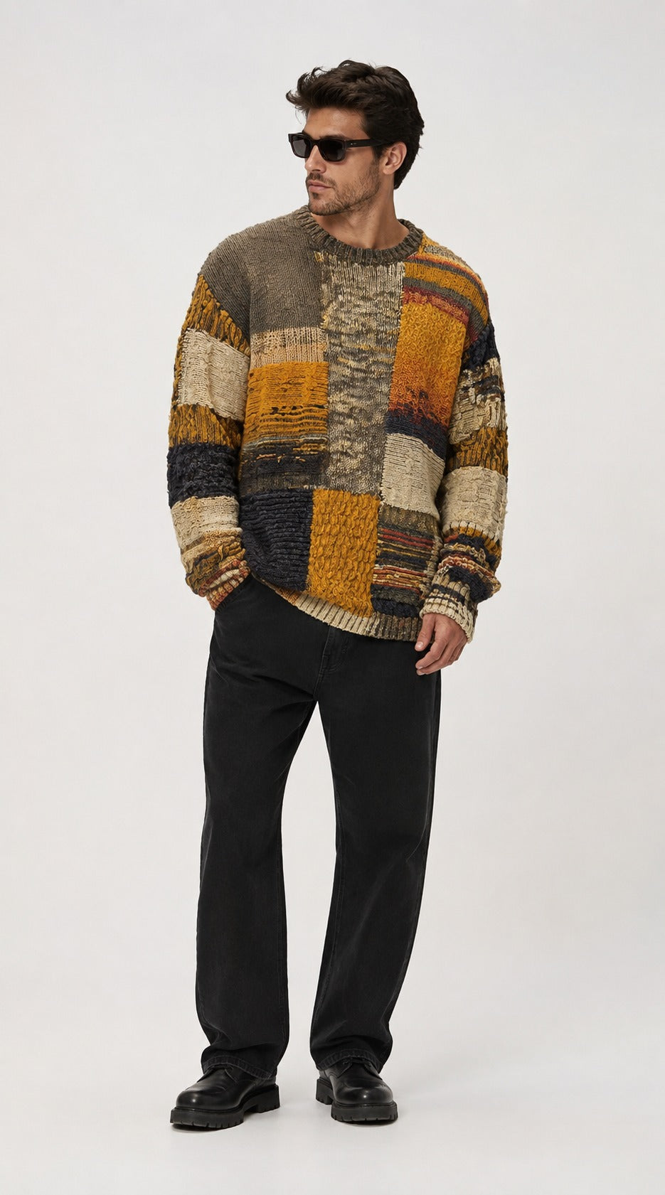 Hover Brothers - Men's - Patchwork Colourblock Knit Sweater