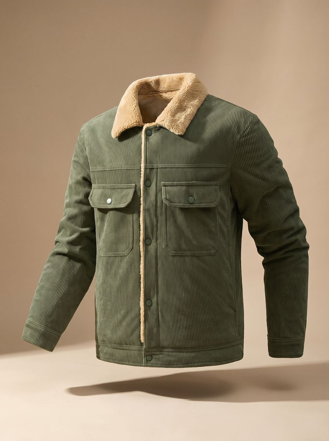 Men's Sherpa-Lined Corduroy Jacket — Fleece Collar 1