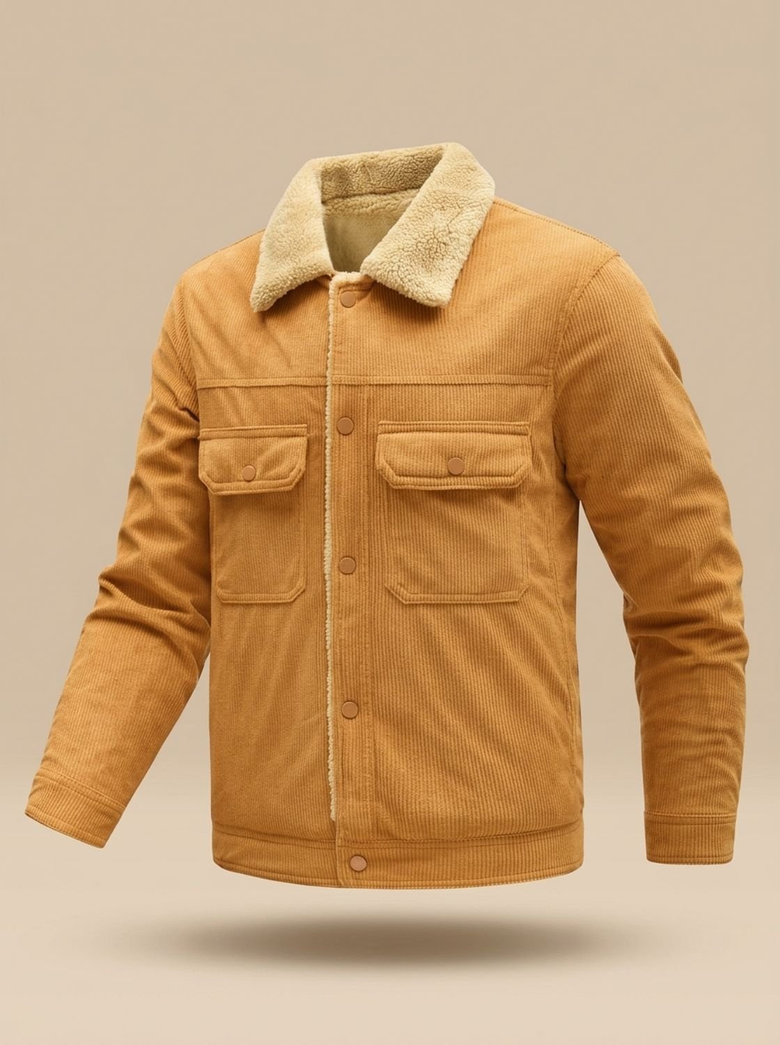 Men's Sherpa-Lined Corduroy Jacket — Fleece Collar 7