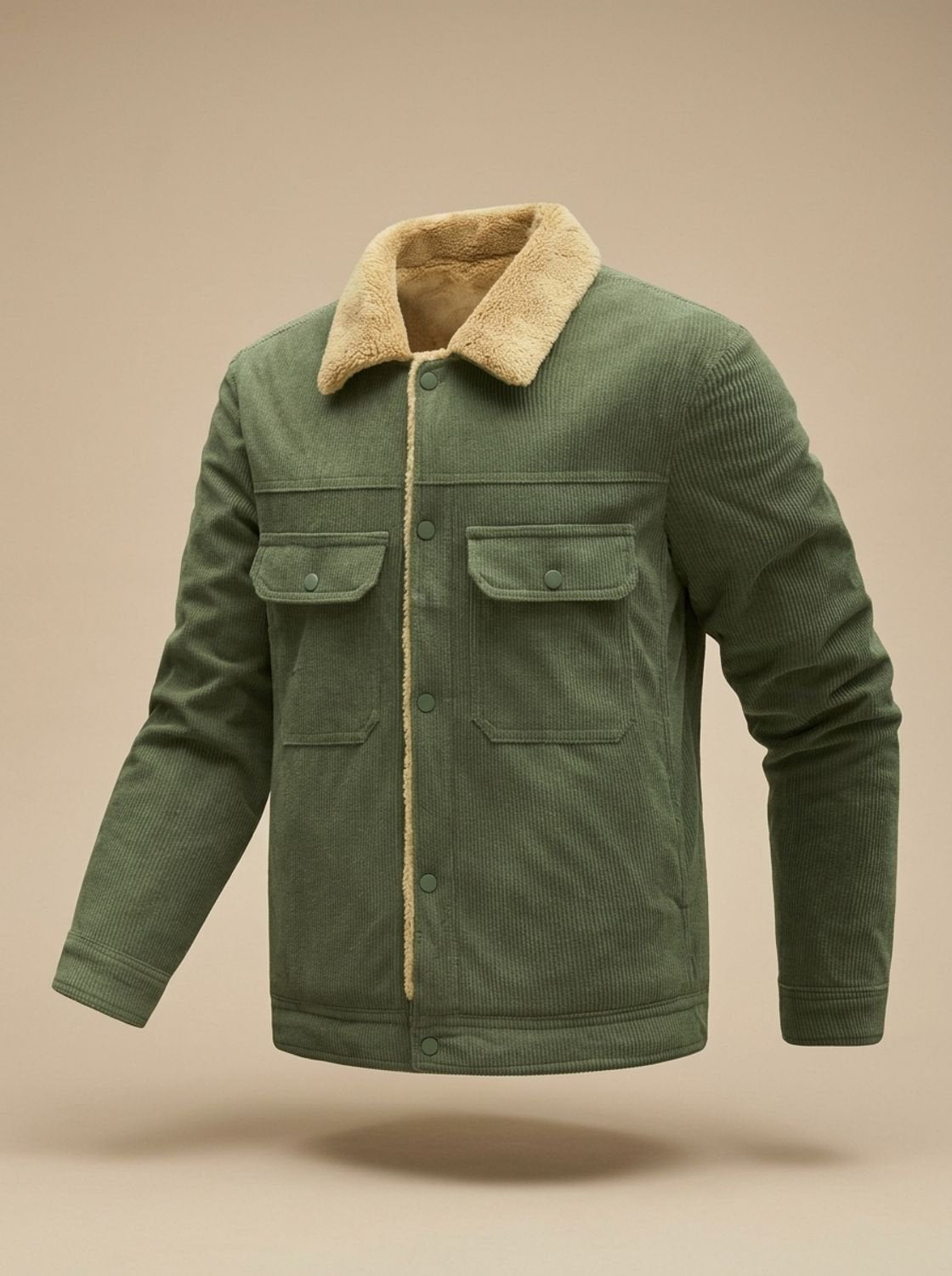Men's Sherpa-Lined Corduroy Jacket — Fleece Collar 9