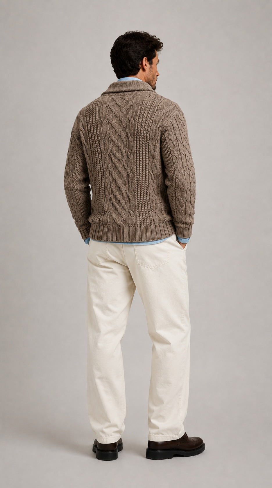 Hover Brothers - Men's - Wool-Blend Cable Knit Cardigan