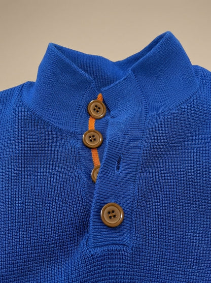 Men's Waffle-Knit Button-Collar Pullover Sweater — Elbow Patches 6