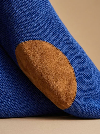 Men's Waffle-Knit Button-Collar Pullover Sweater — Elbow Patches 7