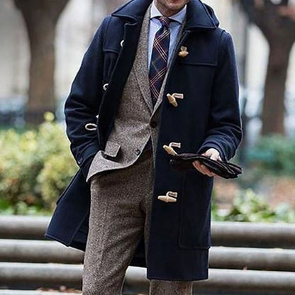 Men's Wool Hooded Toggle Overcoat — Long Tailored Fit 1