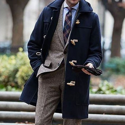 Men's Wool Hooded Toggle Overcoat — Long Tailored Fit 1