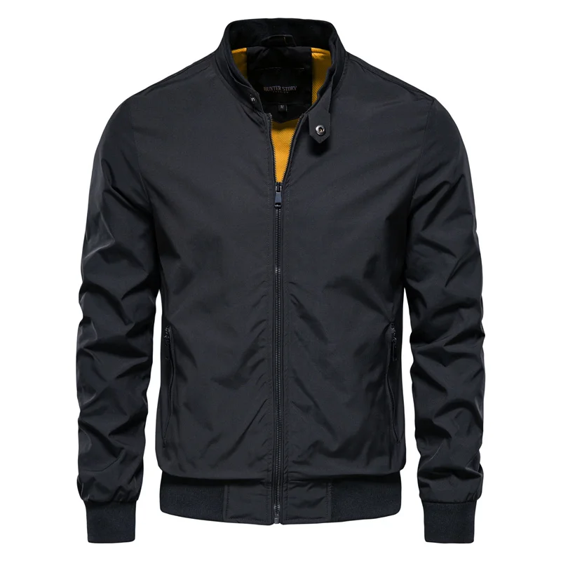 Men's Classic Zip-Up Bomber Jacket — Stand Collar Slim Fit 1