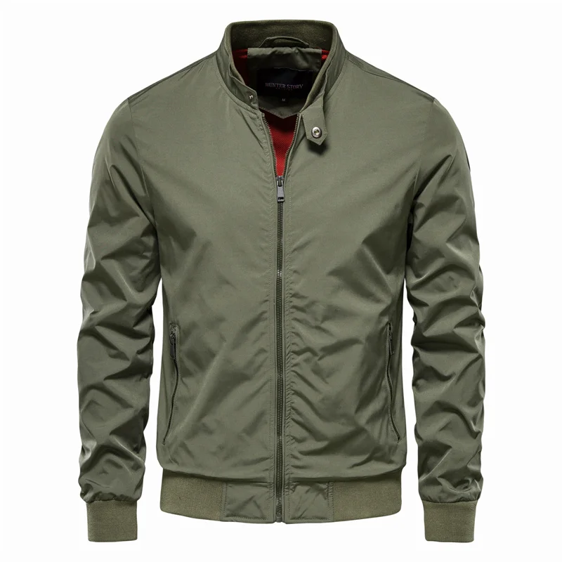 Men's Classic Zip-Up Bomber Jacket — Stand Collar Slim Fit 2