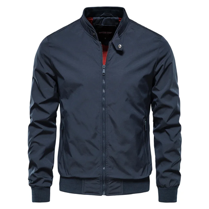 Men's Classic Zip-Up Bomber Jacket — Stand Collar Slim Fit 3