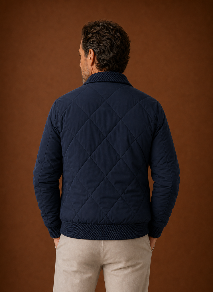 Men's Quilted Bomber Jacket — Zip-Up Casual Outerwear 15