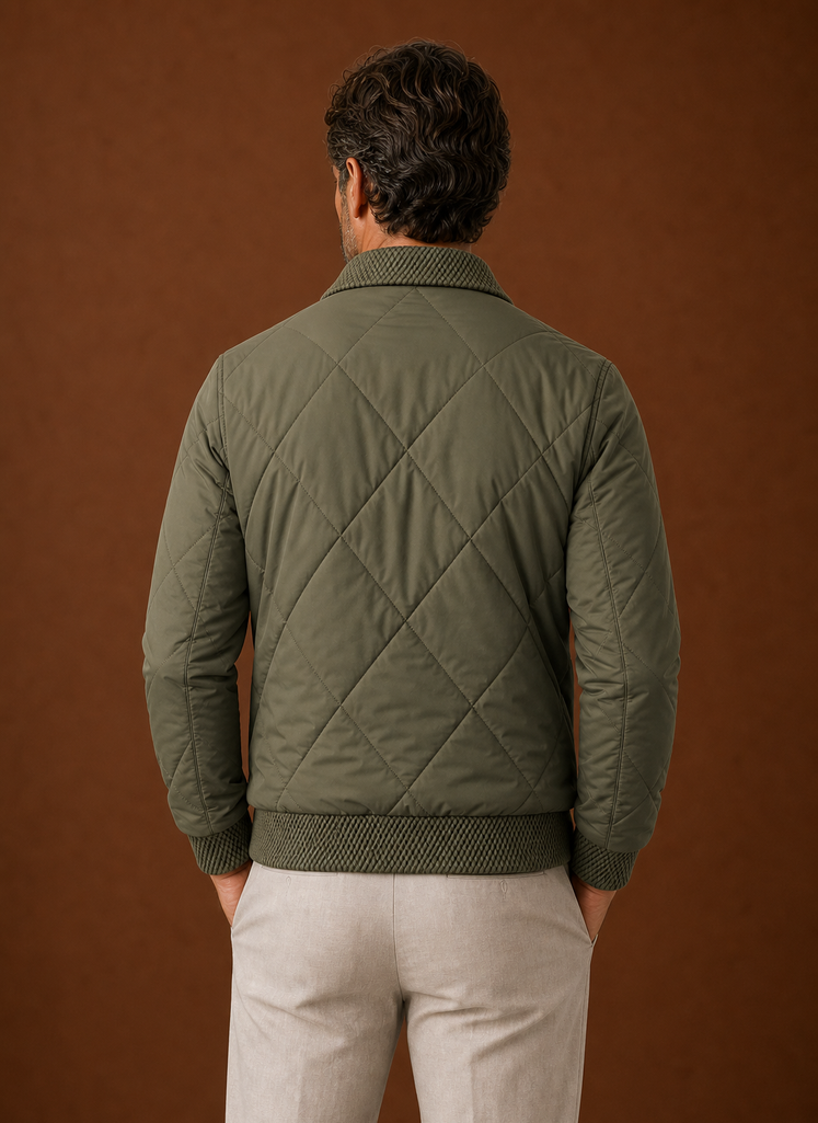 Men's Quilted Bomber Jacket — Zip-Up Casual Outerwear 7