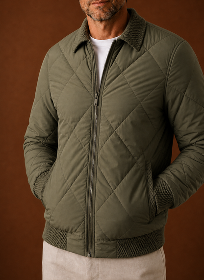 Men's Quilted Bomber Jacket — Zip-Up Casual Outerwear 8