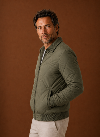 Men's Quilted Bomber Jacket — Zip-Up Casual Outerwear 6