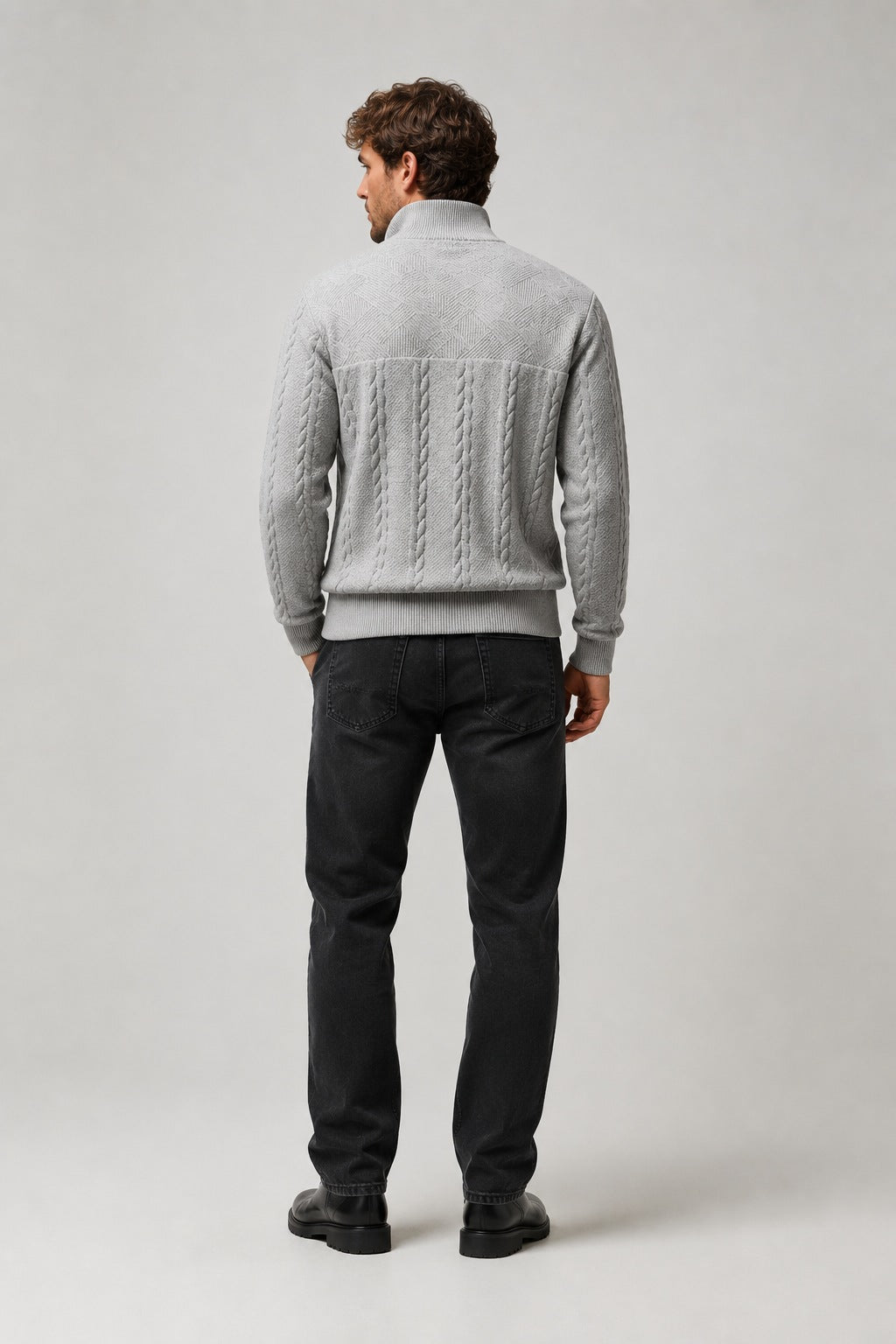 Hover Brothers - Men's - Cable Knit Quarter-Zip Sweater