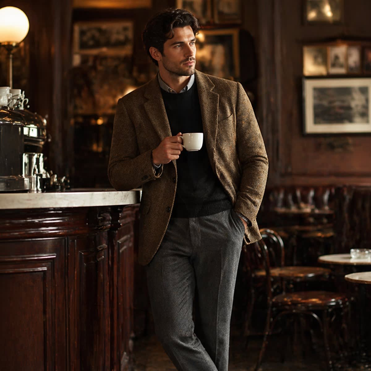 Men's Herringbone Wool-Blend Blazer — Tailored Slim Fit 7