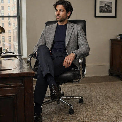 Men's Herringbone Wool-Blend Blazer — Tailored Slim Fit 8